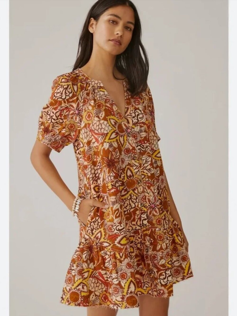 Anthropologie Pilcro Puff Sleeve Tunic Dress 1X